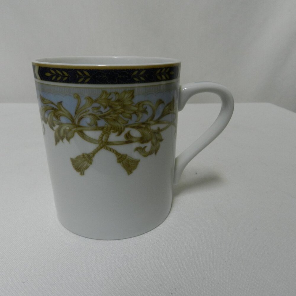 Andrea by Sadek Vintage Porcelain Blue & Gold Baroque Cup Mug made in Japan